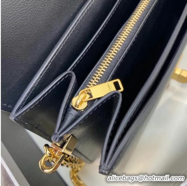 Low Cost Celine TRIOMPHE SHOULDER BAG IN SHINY CALFSKIN 194023 BLACK