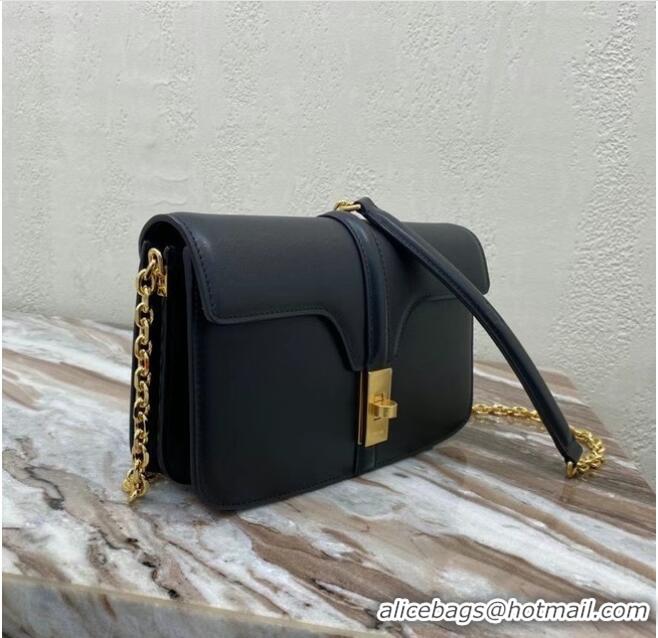 Low Cost Celine TRIOMPHE SHOULDER BAG IN SHINY CALFSKIN 194023 BLACK