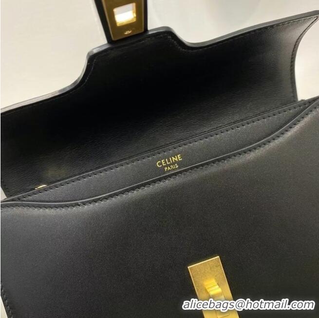 Low Cost Celine TRIOMPHE SHOULDER BAG IN SHINY CALFSKIN 194023 BLACK