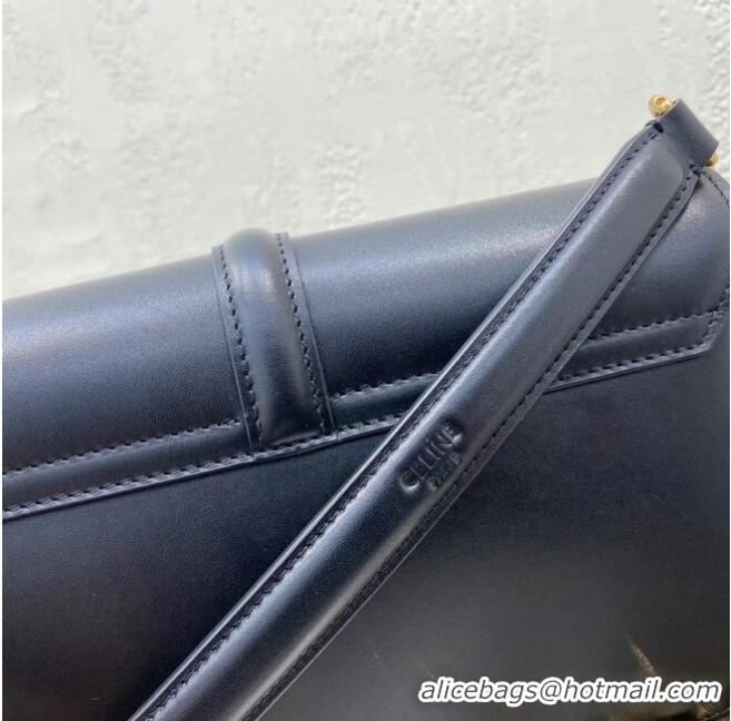 Low Cost Celine TRIOMPHE SHOULDER BAG IN SHINY CALFSKIN 194023 BLACK