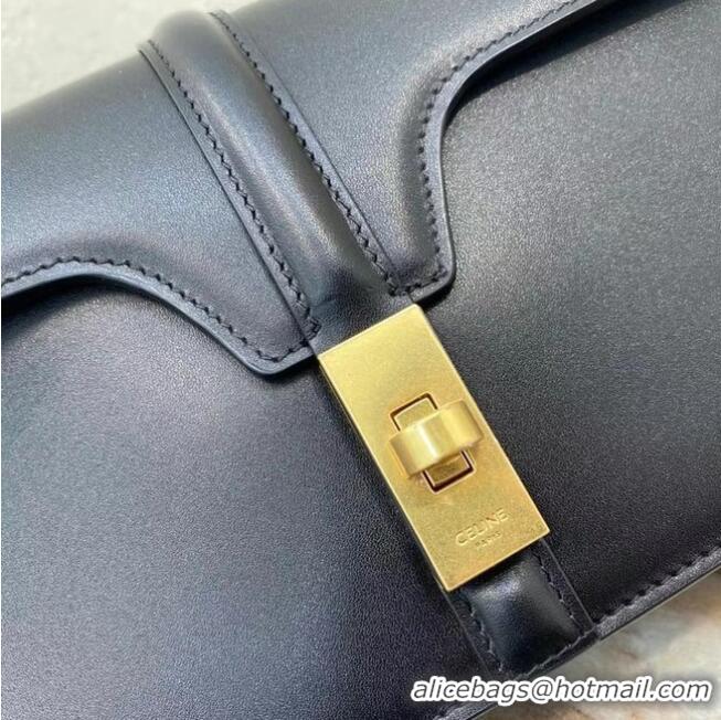 Low Cost Celine TRIOMPHE SHOULDER BAG IN SHINY CALFSKIN 194023 BLACK