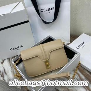 Original Cheap Celine TRIOMPHE SHOULDER BAG IN SHINY CALFSKIN 194023 Cream