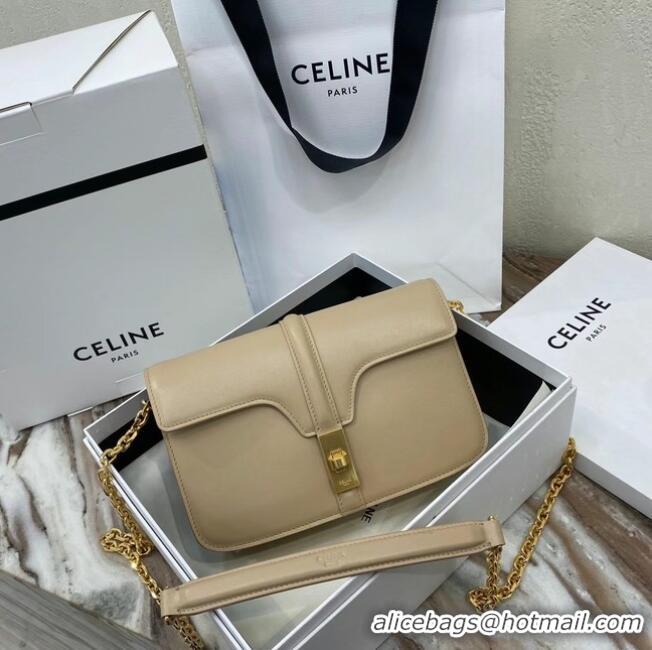 Original Cheap Celine TRIOMPHE SHOULDER BAG IN SHINY CALFSKIN 194023 Cream