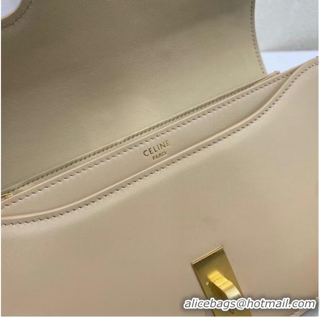 Original Cheap Celine TRIOMPHE SHOULDER BAG IN SHINY CALFSKIN 194023 Cream