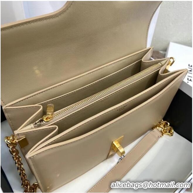 Original Cheap Celine TRIOMPHE SHOULDER BAG IN SHINY CALFSKIN 194023 Cream