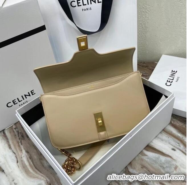 Original Cheap Celine TRIOMPHE SHOULDER BAG IN SHINY CALFSKIN 194023 Cream