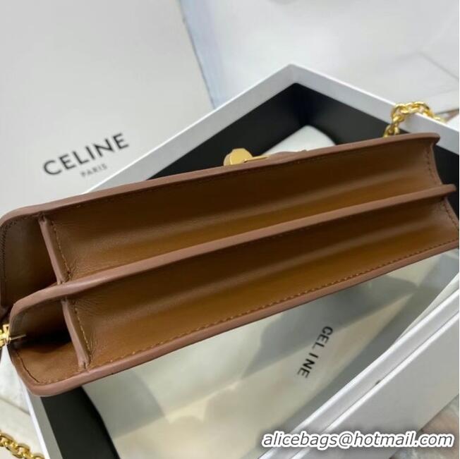 Low Price Celine TRIOMPHE SHOULDER BAG IN SHINY CALFSKIN 194023 Brown