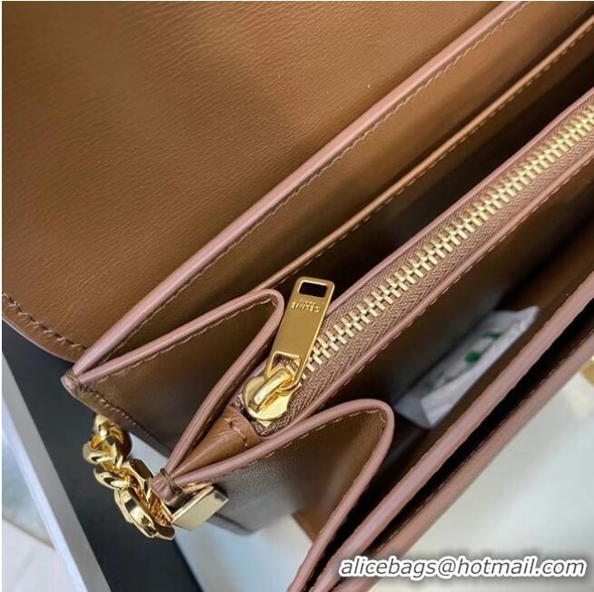 Low Price Celine TRIOMPHE SHOULDER BAG IN SHINY CALFSKIN 194023 Brown