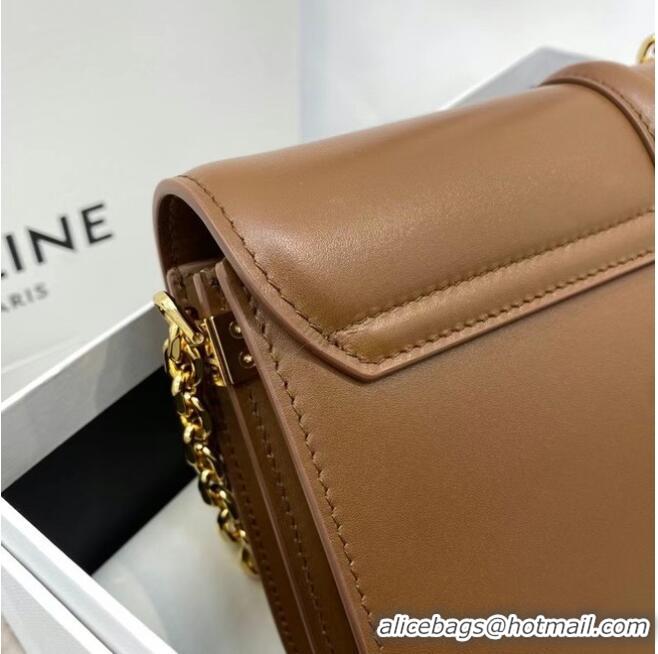 Low Price Celine TRIOMPHE SHOULDER BAG IN SHINY CALFSKIN 194023 Brown