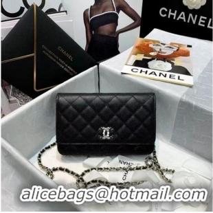 Buy Cheapest Chanel mini flap bag Grained Calfskin A81066 black