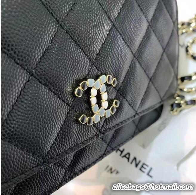 Buy Cheapest Chanel mini flap bag Grained Calfskin A81066 black