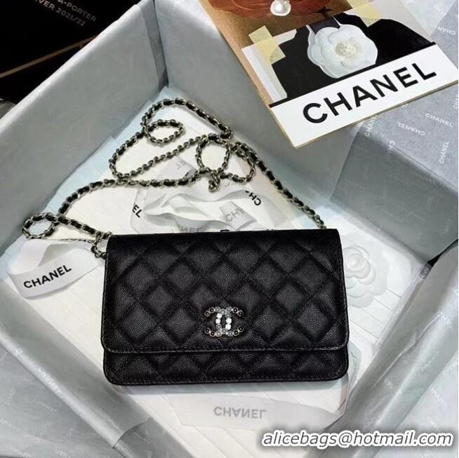 Buy Cheapest Chanel mini flap bag Grained Calfskin A81066 black