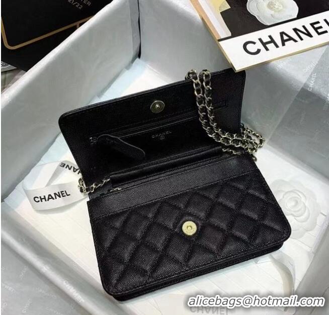 Buy Cheapest Chanel mini flap bag Grained Calfskin A81066 black