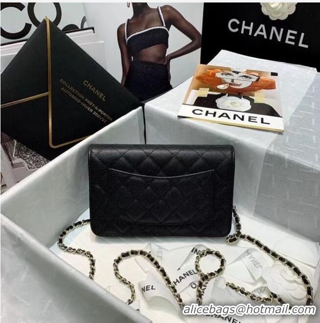 Buy Cheapest Chanel mini flap bag Grained Calfskin A81066 black