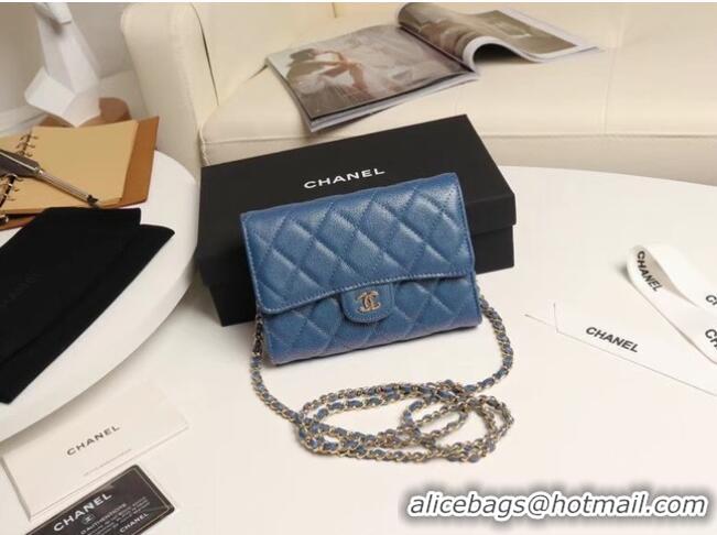 Promotional Chanel mini flap bag Grained Calfskin A84512 blue