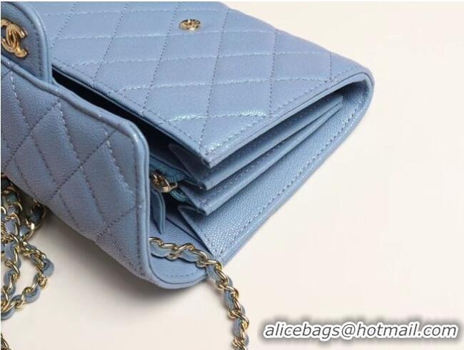 Inexpensive Chanel mini flap bag Grained Calfskin A84512 sky blue