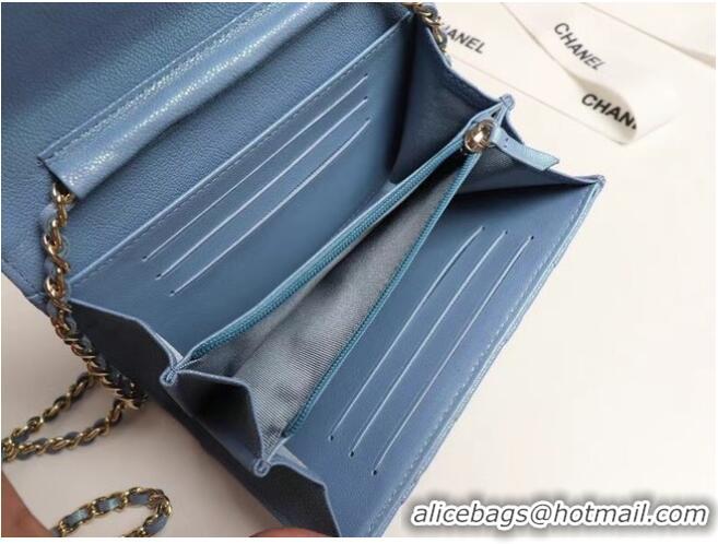 Inexpensive Chanel mini flap bag Grained Calfskin A84512 sky blue