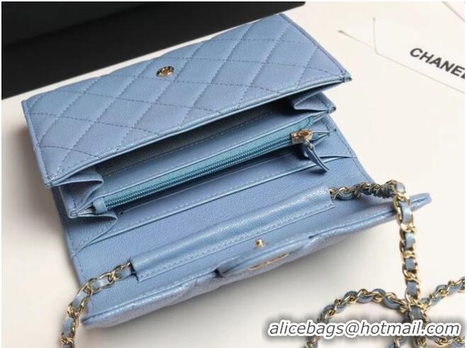 Inexpensive Chanel mini flap bag Grained Calfskin A84512 sky blue