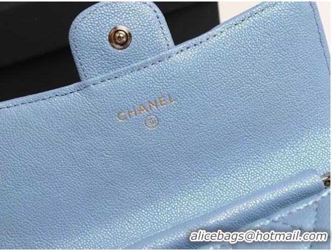 Inexpensive Chanel mini flap bag Grained Calfskin A84512 sky blue