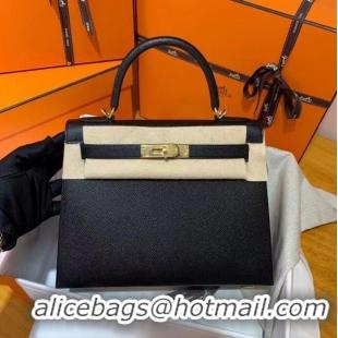 Top Quality Hermes Kelly 28cm Shoulder Bags Epsom Leather KL28 Black