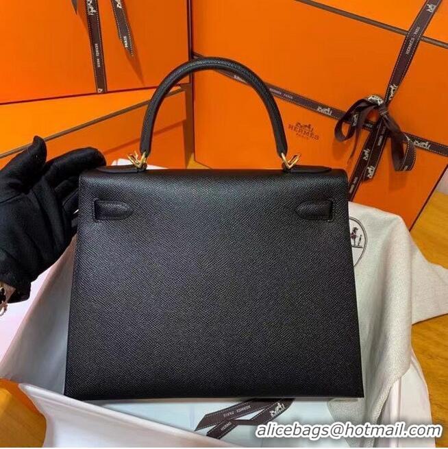 Top Quality Hermes Kelly 28cm Shoulder Bags Epsom Leather KL28 Black