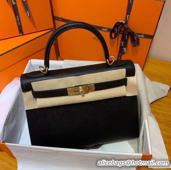 Top Quality Hermes Kelly 28cm Shoulder Bags Epsom Leather KL28 Black