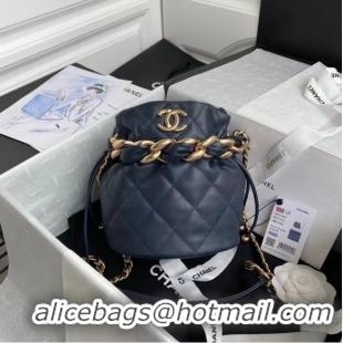 Top Design Chanel mini Lambskin tote AS2390 Navy Blue