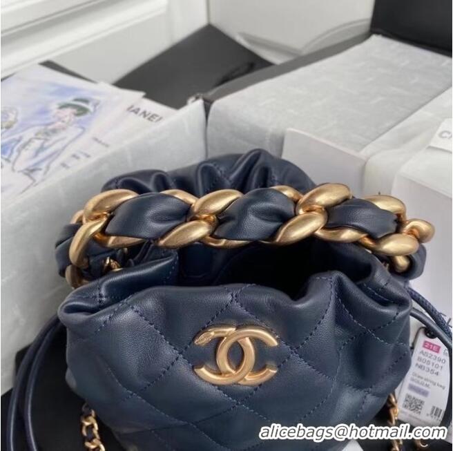 Top Design Chanel mini Lambskin tote AS2390 Navy Blue