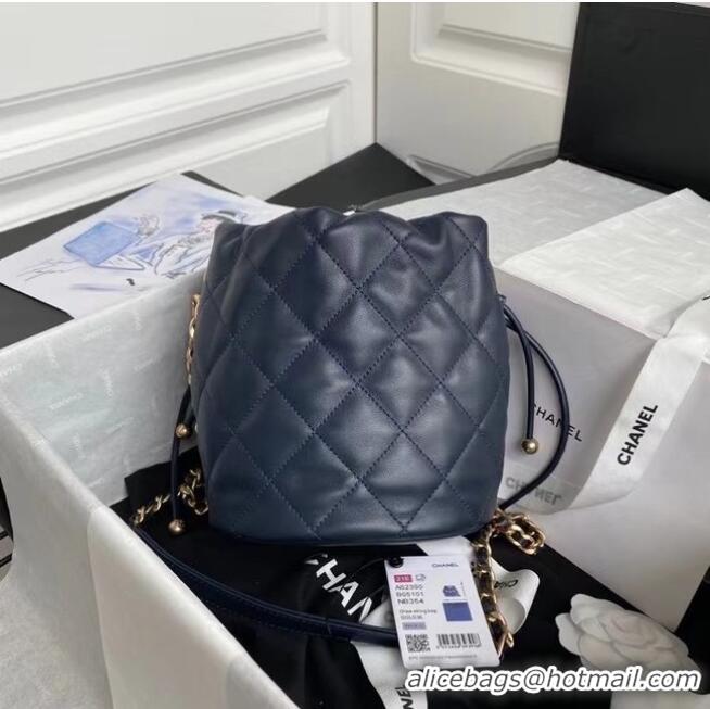 Top Design Chanel mini Lambskin tote AS2390 Navy Blue