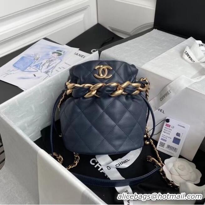 Top Design Chanel mini Lambskin tote AS2390 Navy Blue