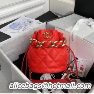 Luxury Classic Chanel Mini Lambskin Tote Bag AS2390 Red