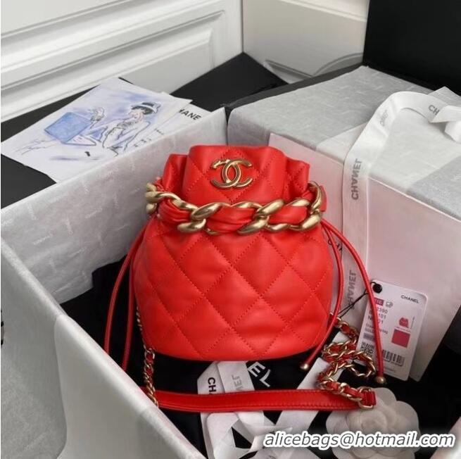 Luxury Classic Chanel Mini Lambskin Tote Bag AS2390 Red