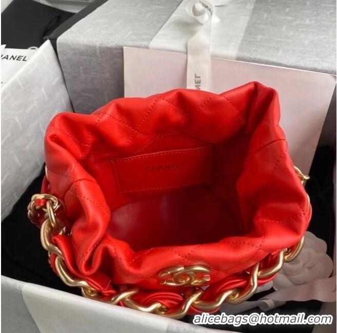 Luxury Classic Chanel Mini Lambskin Tote Bag AS2390 Red