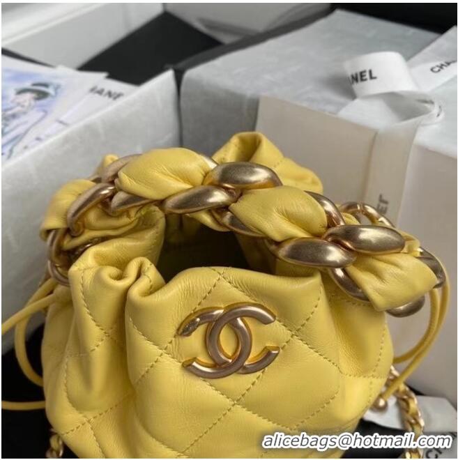 Best Price Chanel Mini Lambskin Tote Bag AS2390 Yellow