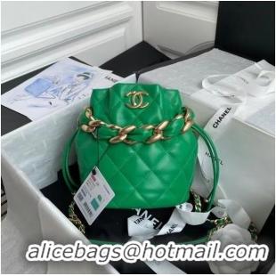 Shop Promotional Chanel Mini Lambskin Tote Bag AS2390 Green