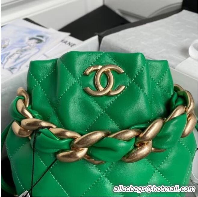 Shop Promotional Chanel Mini Lambskin Tote Bag AS2390 Green