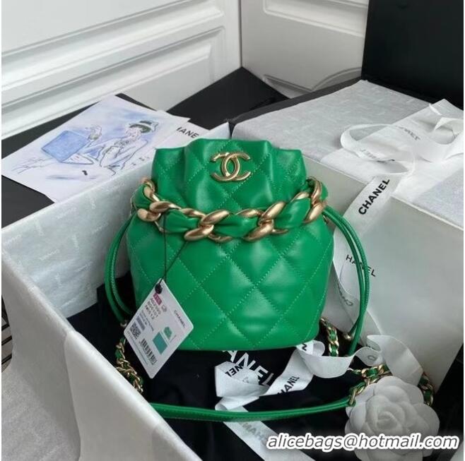 Shop Promotional Chanel Mini Lambskin Tote Bag AS2390 Green