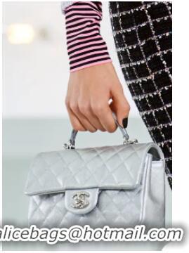 Trendy Design CHANEL Mini Flap Bag With Top Handle AS2431 Silver