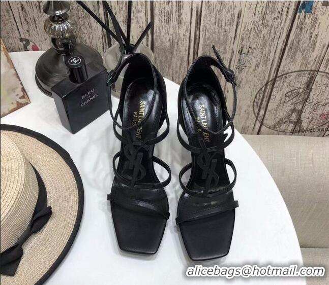 Unique Style Saint Laurent Calfskin YSL Platform High-Heel Sandals All Black 122101