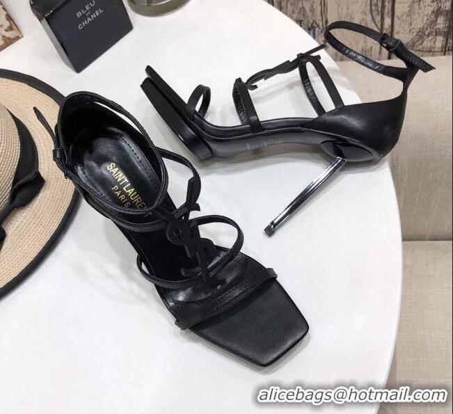 Unique Style Saint Laurent Calfskin YSL Platform High-Heel Sandals All Black 122101