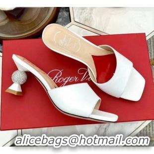 Purchase Roger Vivier Leather Vivier Marlene Strass Mules Sandals With boule Heel White 052514