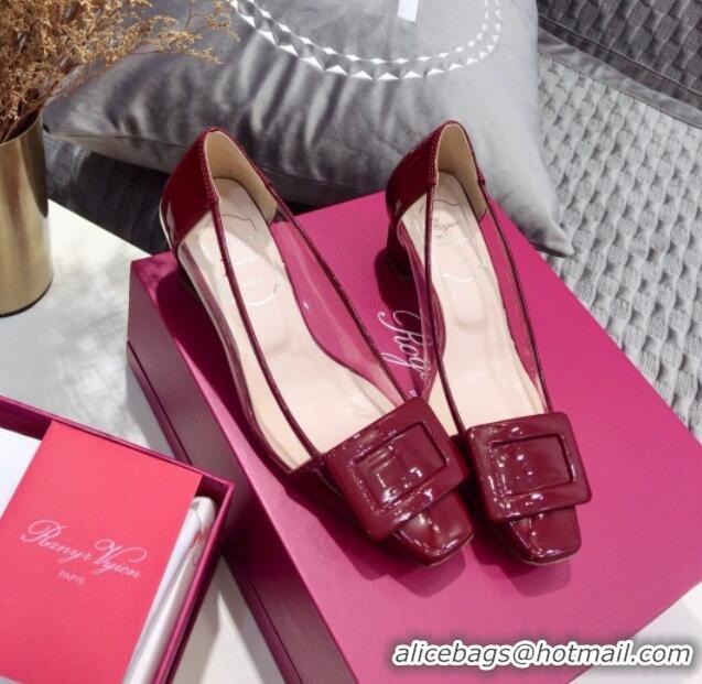 Good Product Roger Vivier Patent Calfskin Belle Vivier PVC Pumps 052526 Burgundy