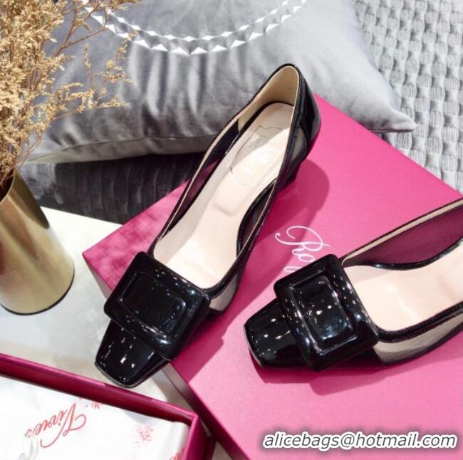 Most Popular Roger Vivier Patent Calfskin & Mesh Belle Vivier Net Pumps 052527 Black