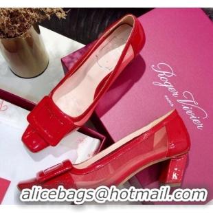 Top Quality Roger Vivier Patent Calfskin & Mesh Belle Vivier Net Pumps 052527 Red