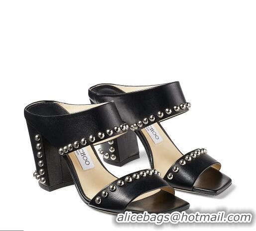 Top Grade JIMMY CHOO Nappa Leather Sandals With Studded Details JC8520 Black 2021 