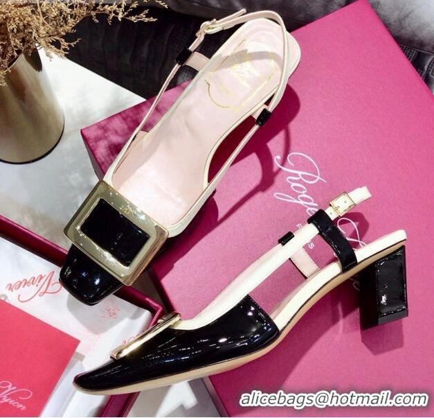 Super Quality Roger Vivier Patent Calfskin & Mesh Belle Vivier Net Pumps 052529 Black/White