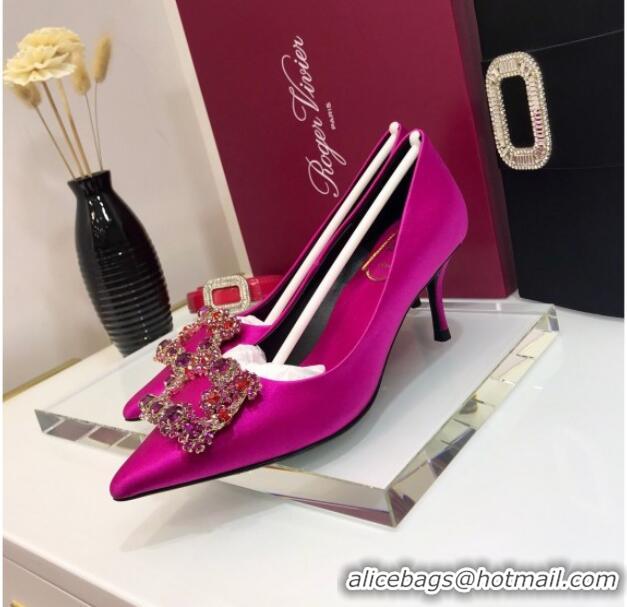 Best Price Roger Vivier Silk Flower Strass Pumps With 7cm Heel Rosy 052609