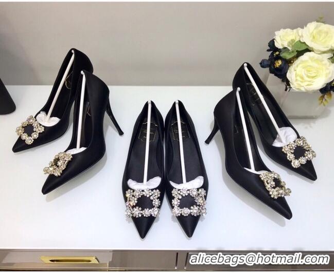 Affordable Price Roger Vivier Silk Flower Strass Pumps With 7cm Heel Black 052617