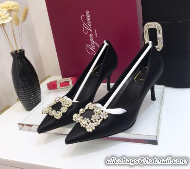 Affordable Price Roger Vivier Silk Flower Strass Pumps With 7cm Heel Black 052617