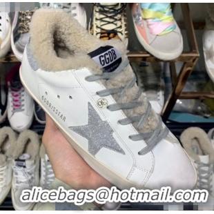 Good Product Golden Goose Super-Star Sneakers in Shearling and Calfskin G0365 White/Silver